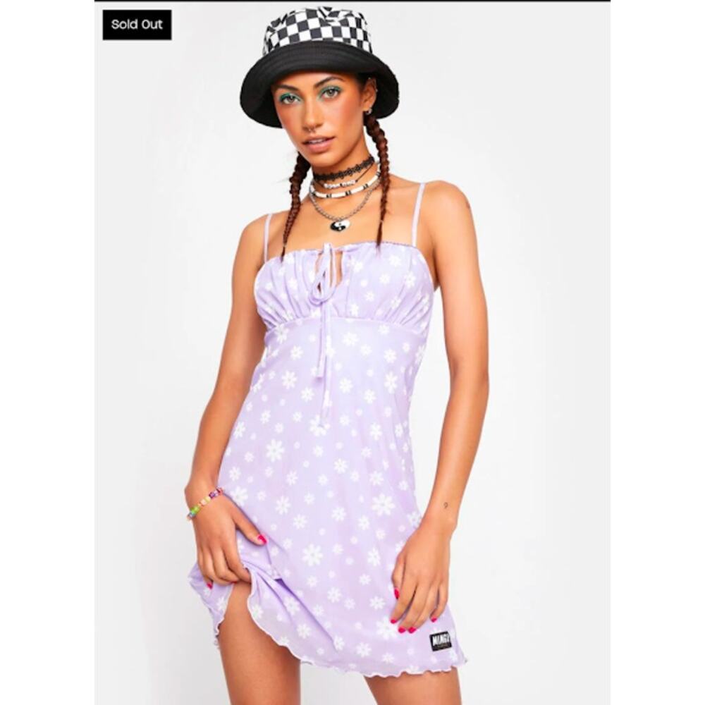 Flower Girl Lilac Mini Dress MINGA LONDON Size 10 Festival Fairycore, Kawaii0 - Picture 2 of 7
